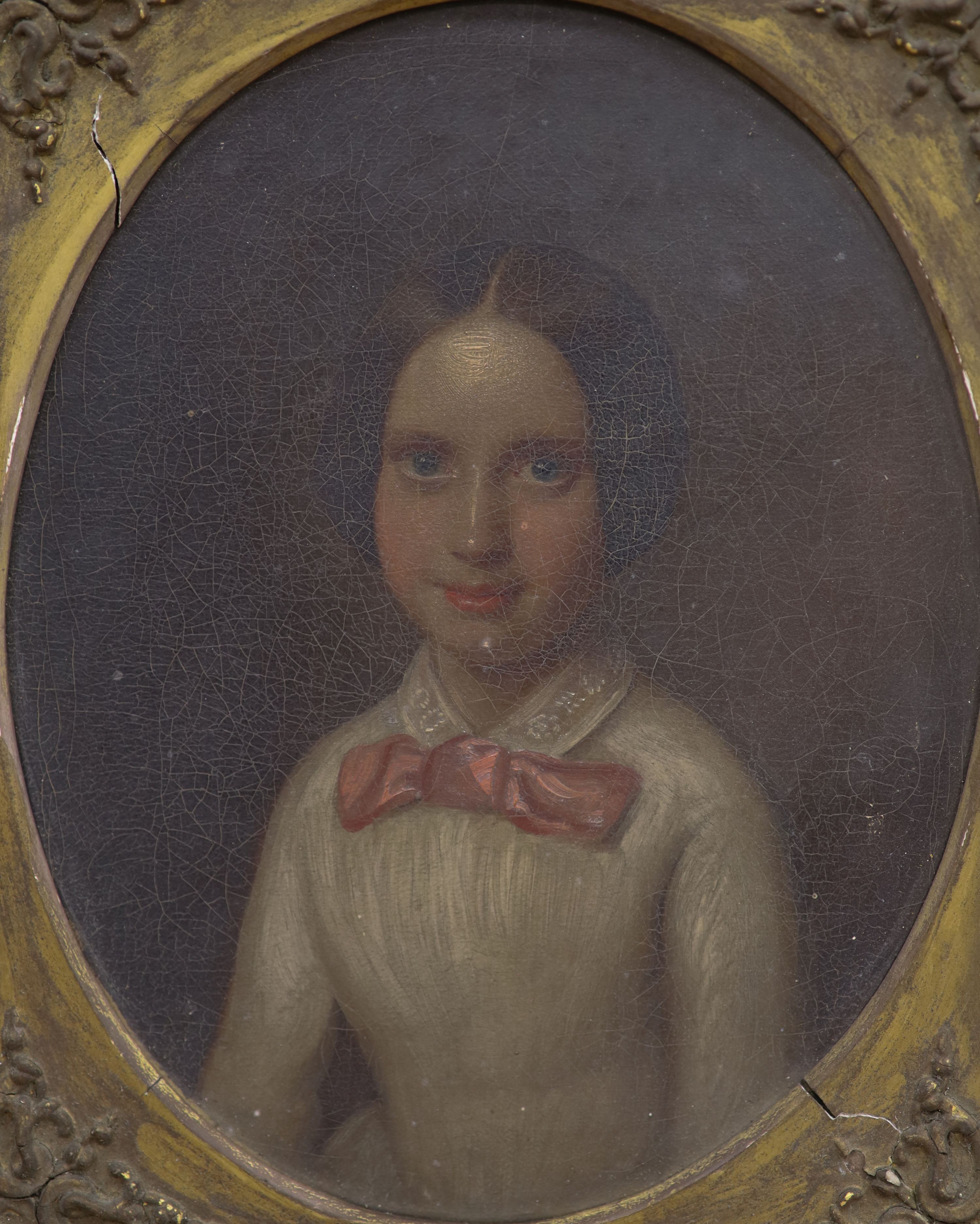 Victorian School, oil on canvas, Portrait of a young girl, to the oval, 22 x 18cm.